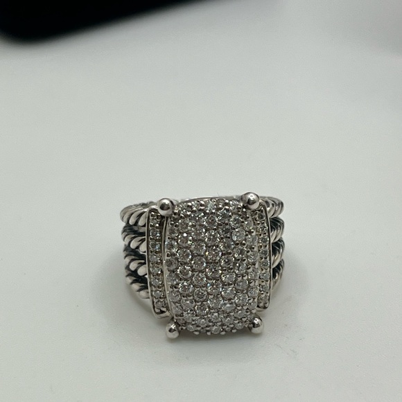 David Yurman Sterling Silver Wheaton Diamonds Ring - Picture 2 of 13